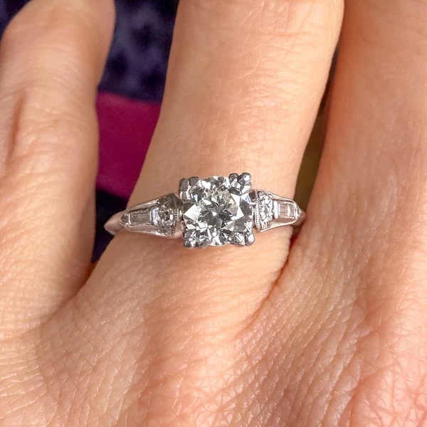 Art Deco Diamond Engagement Ring, TRB 0.75